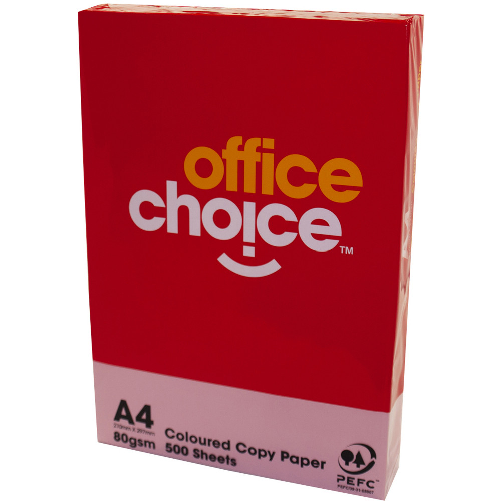 Office Choice Copy Paper Tinted A4 80gsm Pink Ream of 500