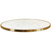 SM France Round Bistro Table Top Indoor Outdoor Use 700D x  25mmH Marble/Brass Edging