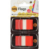 Marbig Flags Coloured Tip Twin Pack 25x44mm 50 Flags Per Dispenser Red Pack Of 2