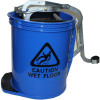 Cleanlink Heavy Duty Plastic Mop Bucket Metal Wringer 16L Blue