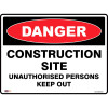 Zions Danger Sign Construction Site 450mmx600mm Polypropylene