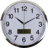 Italplast Wall Clock Inset LCD Date Month 36cm Round Chrome Frame White Face