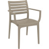 Artemis Hospitality Dining Chair With Arms Indoor Outdoor Stackable Polypropylene Taupe