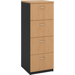 OM Filing Cabinet 4 Drawer 468W x 510D x 1320mmH Beech And Charcoal