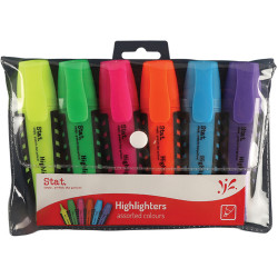 Stat Highlighter Chisel 2-5mm Tip Rubberised Grip Assorted Wallet of 6