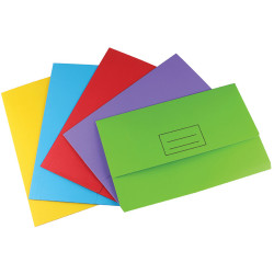 Stat Document Wallet Foolscap Manilla 30mm Gusset Assorted Pack of 25
