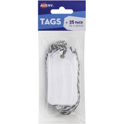 Avery Scallop Tags 85x45mm White Pack of 25