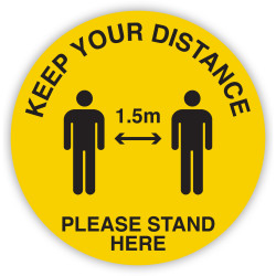 Durus Health And Safety Sign Floor Sign Social Distance 1.5m Yellow and Black