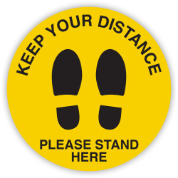 Durus Health And Safety Sign Floor Sign Social Distance Feet Yellow and Black