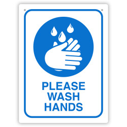 Durus Health And Safety Sign Wall Sign Wash Hands Blue and White