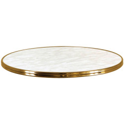 SM France Round Bistro Table Top Indoor Outdoor Use 700D x  25mmH Marble/Brass Edging