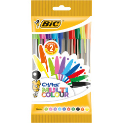 BIC Cristal Multicolour  Ballpoint Pen Wide Point 1.6mm Assorted Pack of 10