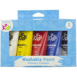 Jasart Byron Kids Washable Paint 75ml Primary Colours Set of 5