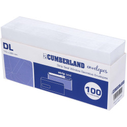 Cumberland Window Face Envelope DL Strip Seal Secretive White Pack Of 100