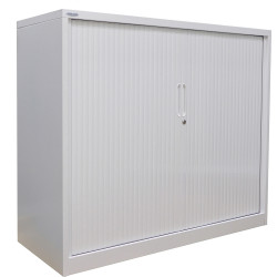 Steelco Tambour Door Cupboard Includes 3 Shelves 1200W x 463D x 1200mmH Silver Grey