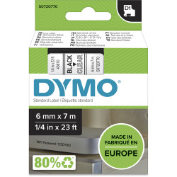 Dymo D1 Label Cassette Tape 6mmx7m Black on Clear