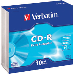 Verbatim Recordable CD-R 80Min 700MB 52X Slim Case Pack of 10