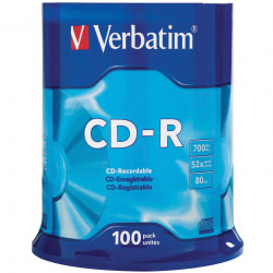 Verbatim Recordable CD-R 80Min 700MB 52X Spindle Pack of 100
