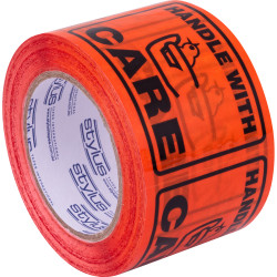 Stylus Label Tape 75x100mm Handle With Care Black on Orange 500 Labels