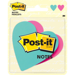 Post-It 7350-HRT Super Sticky Notes 76x76mm Heart Shape Assorted Pack of 2