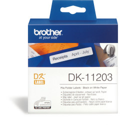Brother DK-11203 Label Rolls 17x87mm File Folder Black on White Suits QL-Series Box 300