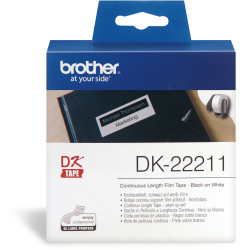 Brother DK-22211 Label Rolls 29mmx15.24m Black on White Continuous Film