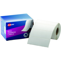 Avery Permanent Address Labels 102x36mm Roll Write On White Box of 500