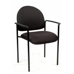 Neutron Visitor Chair Black 4 Leg Frame With Arms Black Fabric