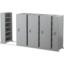 Ezi-Slide Aisle Saver Unit 2500L x 900W x 400D x 2175mmH 5 Shelves 4 Bay Silver Grey