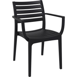 Artemis Hospitality Dining Chair With Arms Indoor Outdoor Stackable Polypropylene Black