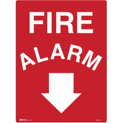 Brady Fire Sign Fire Alarm with Arrow Down 300x225mm Polypropylene