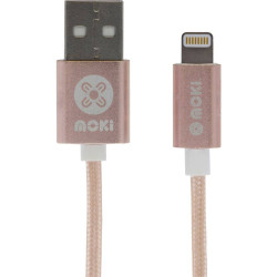 Moki Braided Lightning Cable 90cm Rose Gold Braided Cable