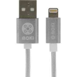 Moki Braided Lightning Cable 90cm Silver Braided Cable