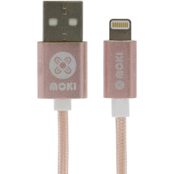 Moki Braided Lighting SynCharge Cable 3m Rose Gold Braided Cable