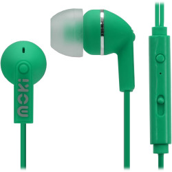 Moki Noise Isolation Earphones With Mic and Controller Green