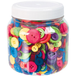 Zart Buttons Bright Assorted Colours Approximately 1400 Pieces Jar 600gm