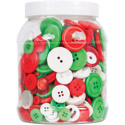 Zart Buttons Bright Christmas Colours Approximately 1400 Pieces Jar 600gm
