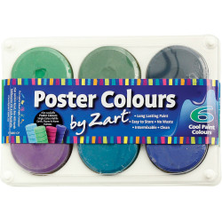 Zart Poster Colours Paint Assorted Cool Colours Pack of 6