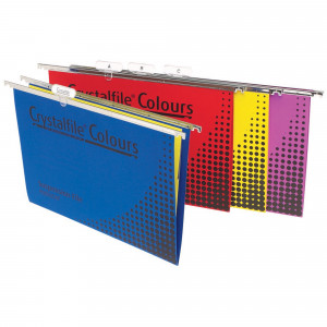 Crystalfile Suspension Files Enviro Foolscap With Tabs & Inserts Assorted Pack Of 25