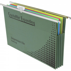 Crystalfile Suspension Files Expanding 90mm Gusseted With Tabs & Inserts Box Of 10