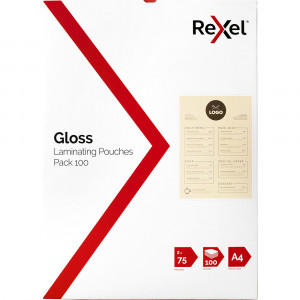 Rexel Laminating Pouches A4 75 Micron Pack of 100