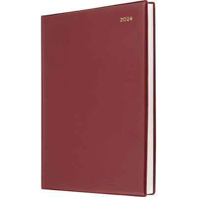 Collins Belmont Desk Diary A4 Day To Page Burgundy