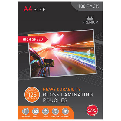 GBC Laminating Pouches A4 125 Micron High Speed Pack of 100