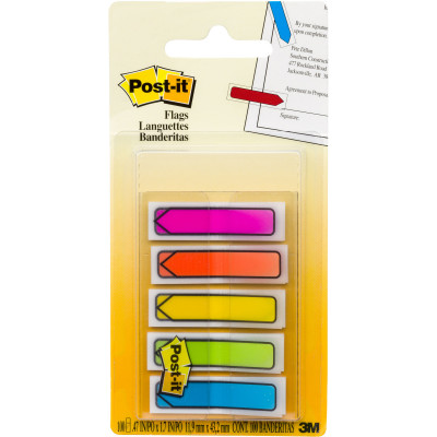 Post-It 684-ARR2 Arrow Flags 12x45mm Bright Blue Green Orange Pink Pack of 100