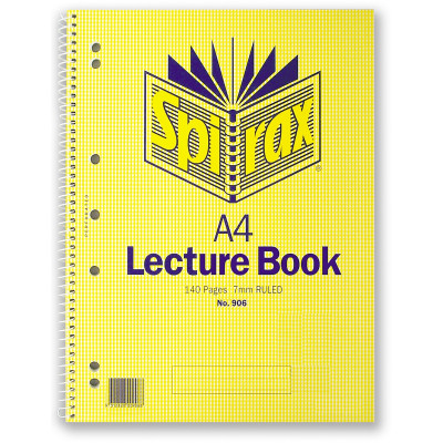Spirax 906 Lecture Book A4 Ruled 7 Hole Perforated 140 Page Side Opening