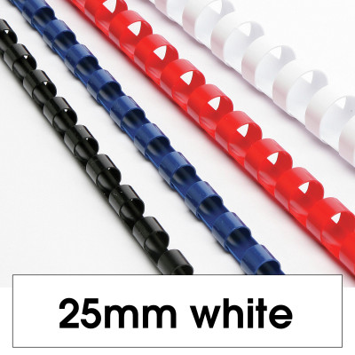 Rexel Plastic Binding Comb 25mm 225 Sheet Capacity White Pack of 50