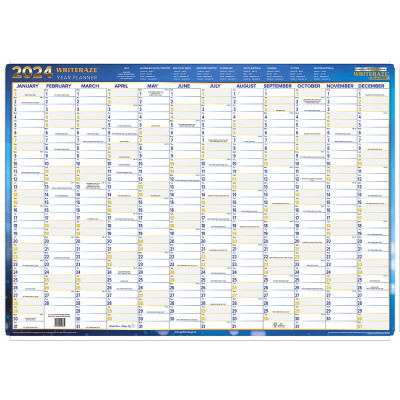 Collins Writeraze Dated Wall Planner 700x1000mm Framed Blue